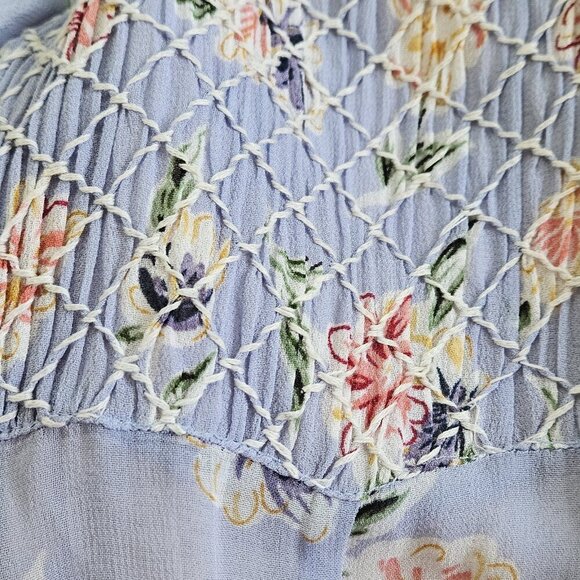 FairSet VTG Dress Women 10 SS Maxi Lined Floral Empir Waist Ties Flowy Cottage - Picture 10 of 16